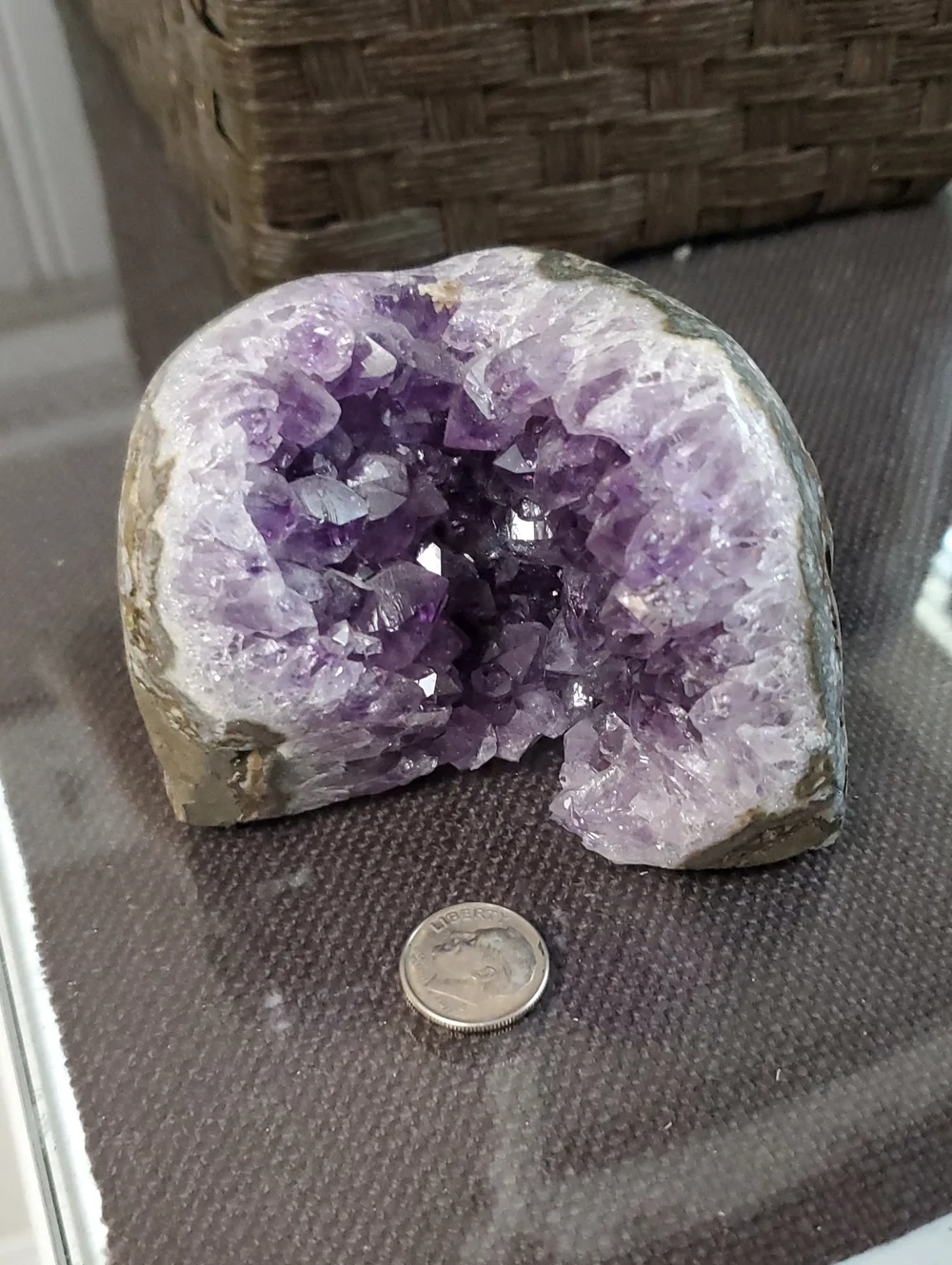 Natural Amethyst Geode Display - Purple Crystal Home Accent
